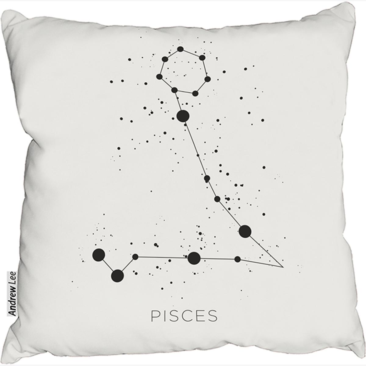 Star Constellation Zodiac Pisces Stylish Cushion - White / 60cm