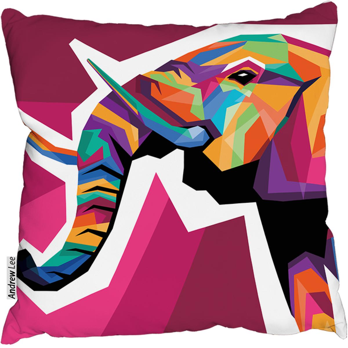 Colorful Illustration Of Elephant Head In Wpap Style Cushion - Pink / 45 – image 2