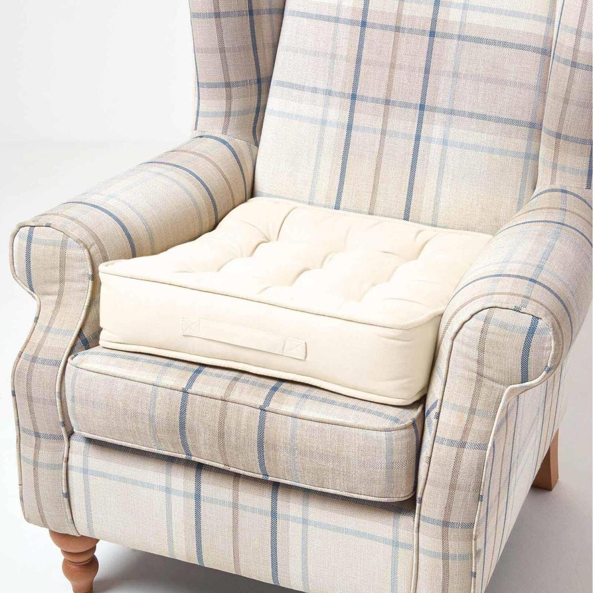 Armchair Booster Cushion with Cotton Cover - Cream – image 1