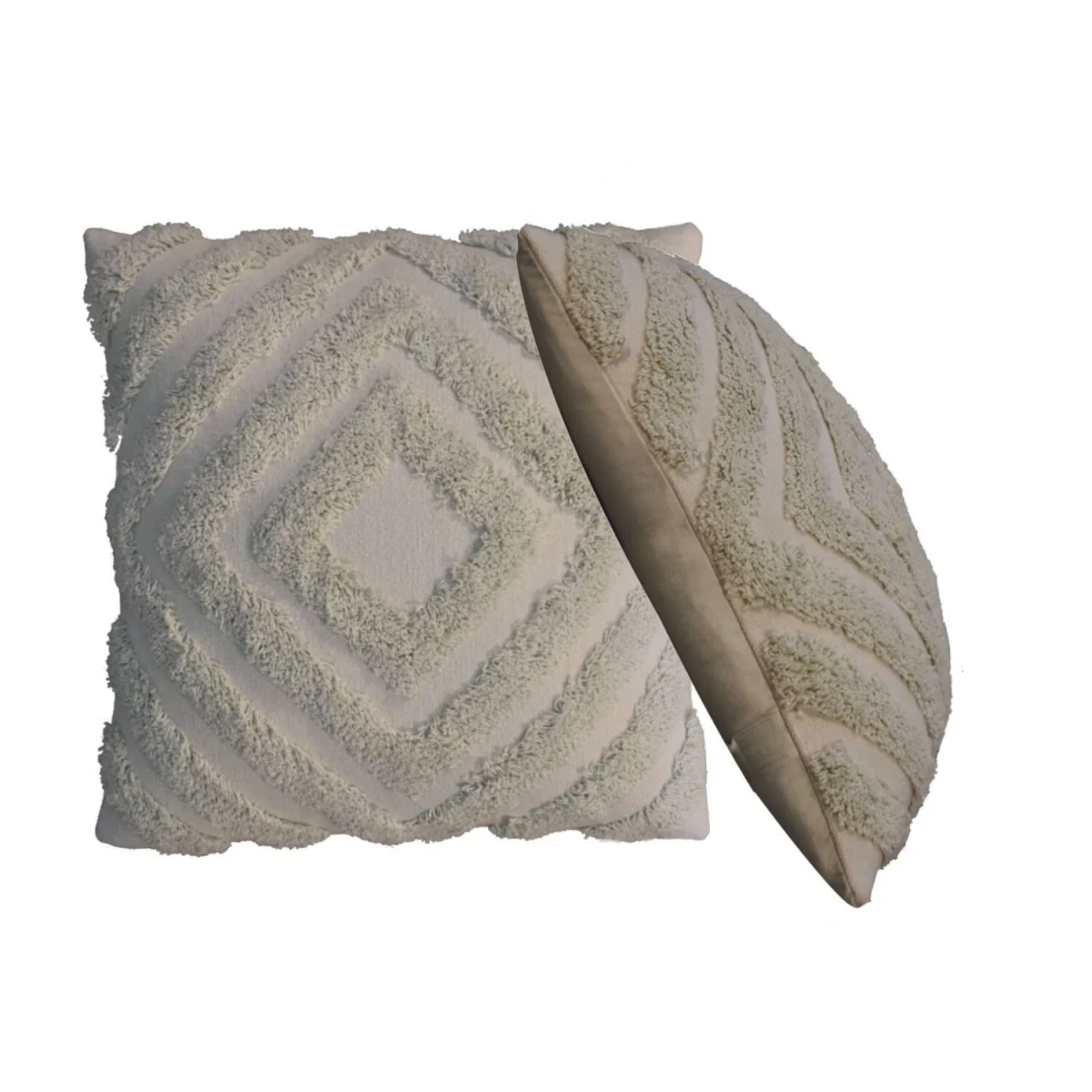 Sage Green Diamond Cushion Set of 2 - Grey – image 2