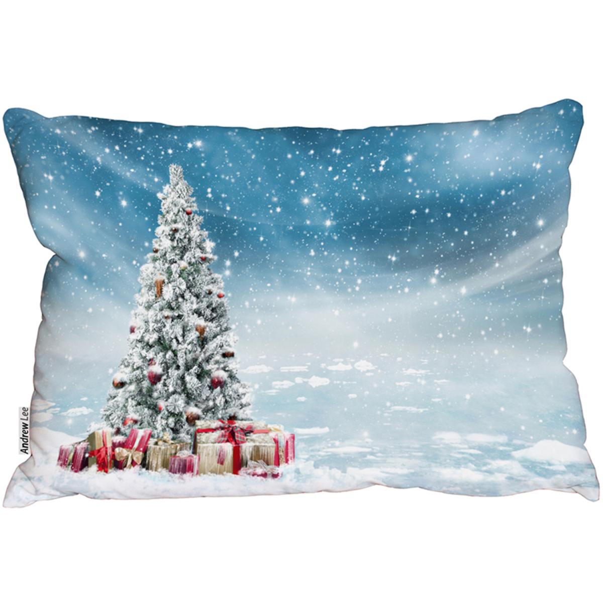 Beautiful Decorated Snowed In Christmas Tree Outdoor Comfy Cushion - Blue – image 2