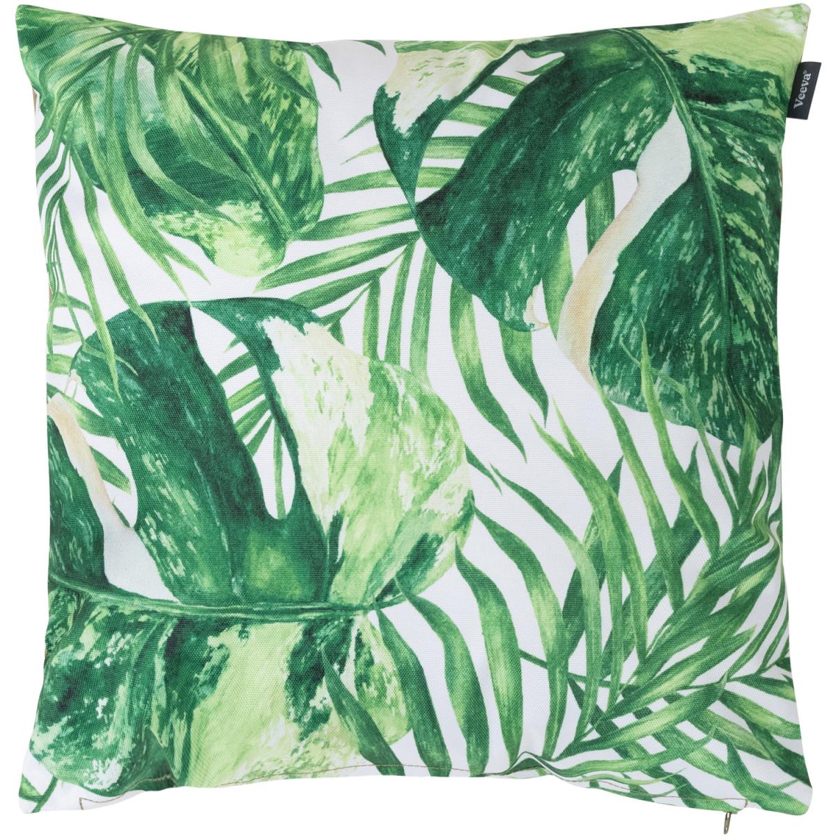 Monstera Leaf Print Outdoor Cushion - Olive Reverse - Green / 1 – image 2