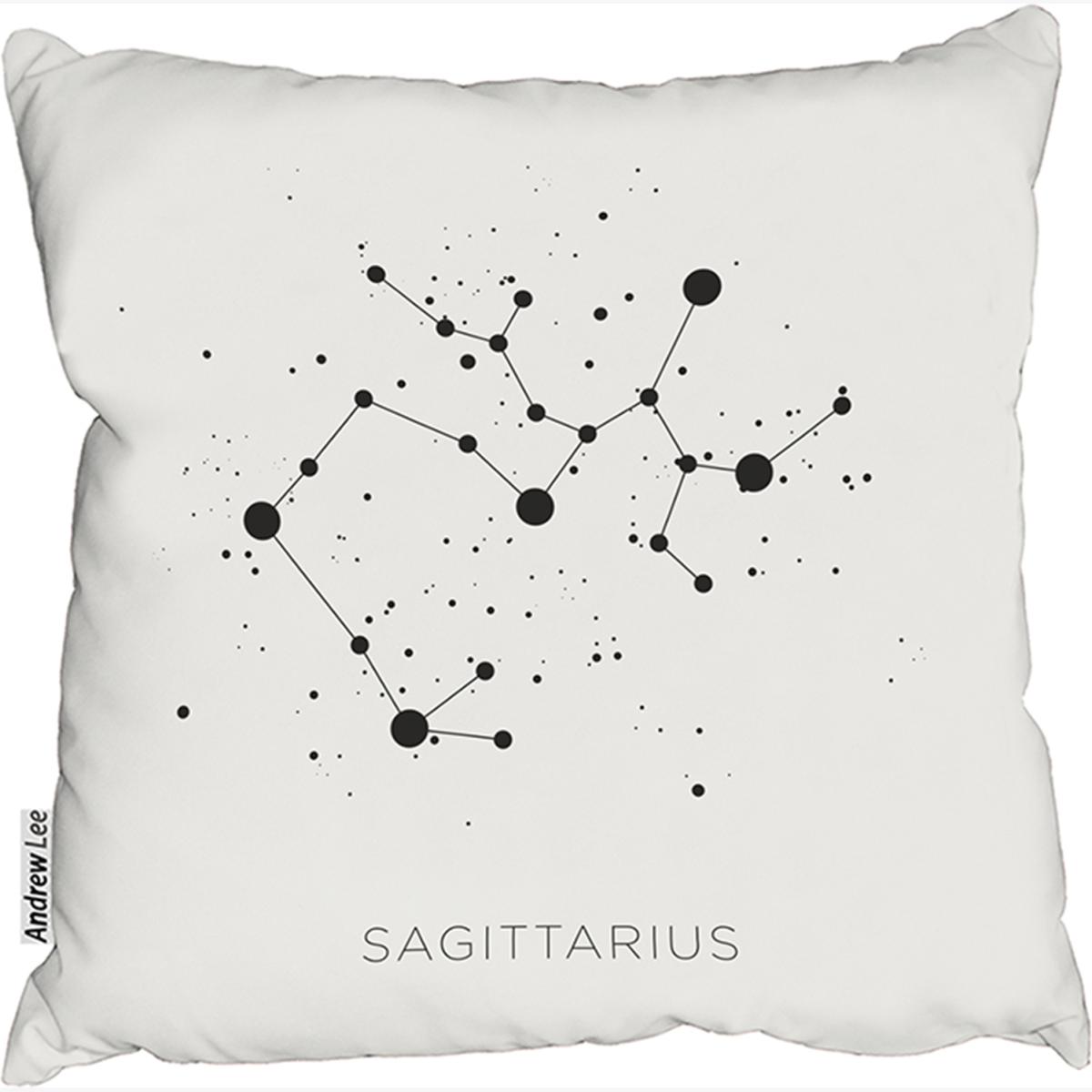 Star Constellation Zodiac Sagittarius Stylish Cushion - White / 60cm