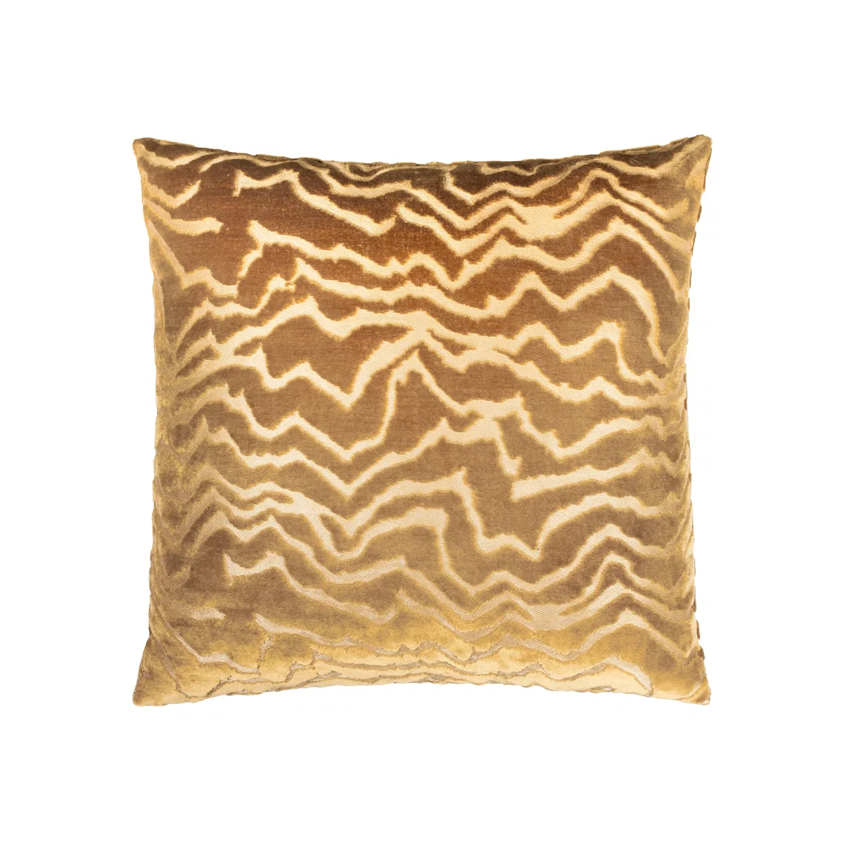 Tierra Cut Velvet Abstract Cushion - Brass / Polyester