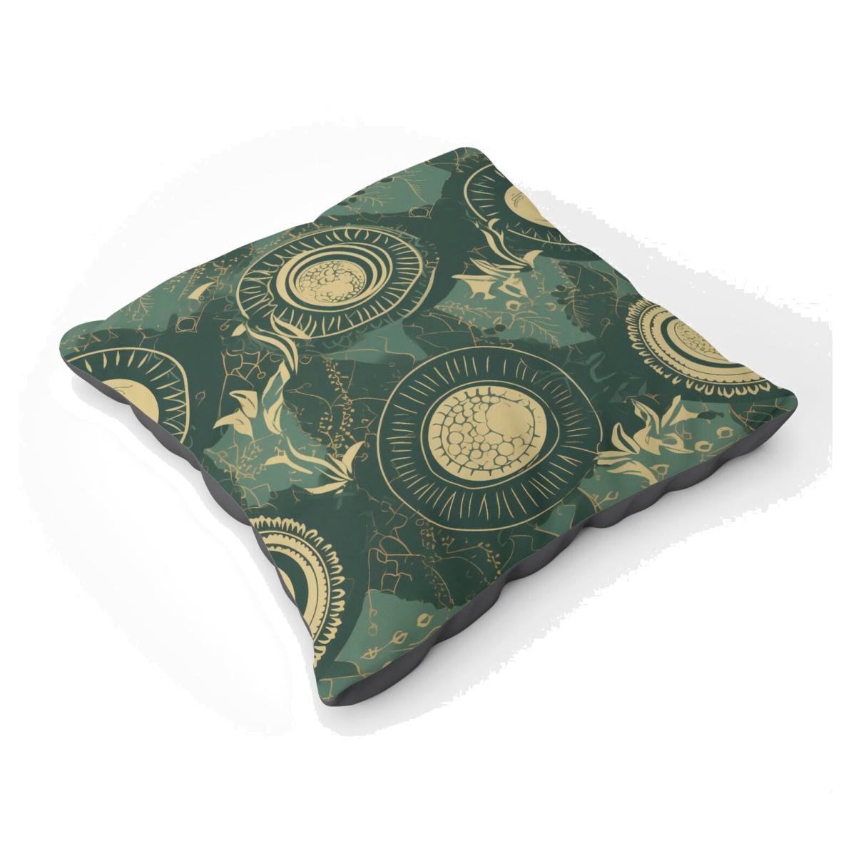 Abstract Green Gold Moon Pattern Floor Cushion - Green