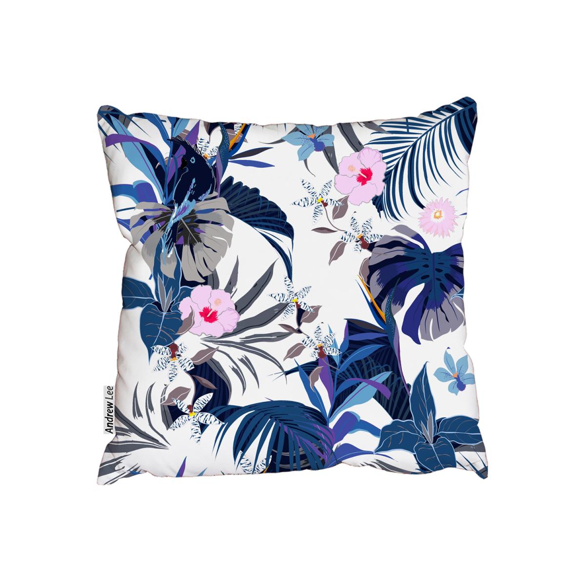 Bright Forest Flower On Navy Blue Outdoor Cushion - Blue / 45cm – image 2