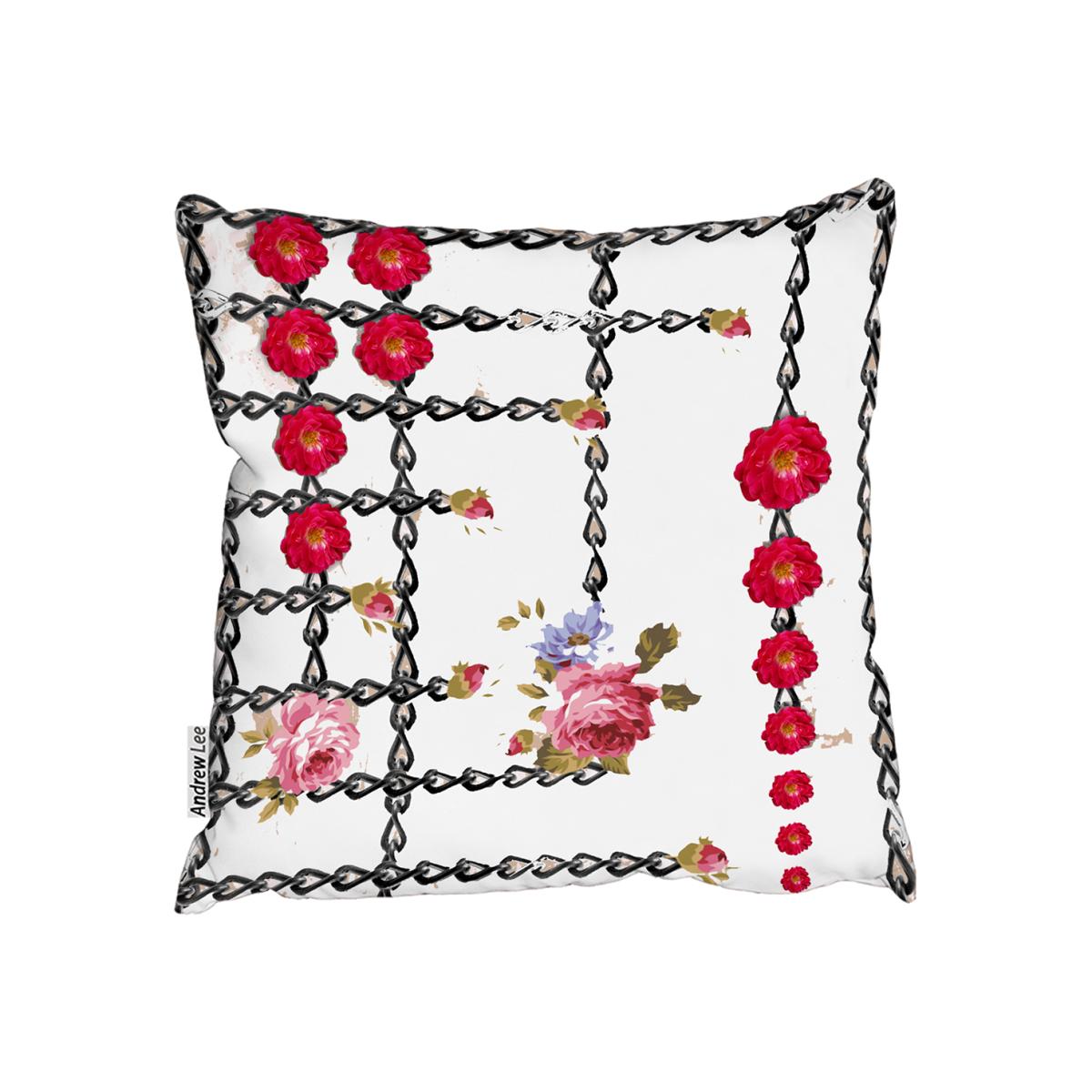 Roses Chains Outdoor Cushion - White / 45cm
