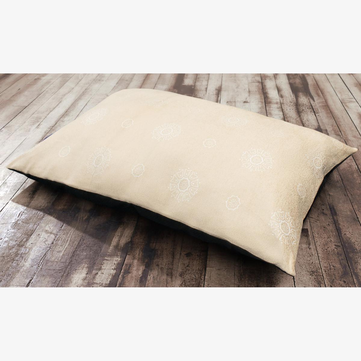 Mandala Pattern Lounging Cushion with Tailor Joint and Non-Slip Base - CREAM