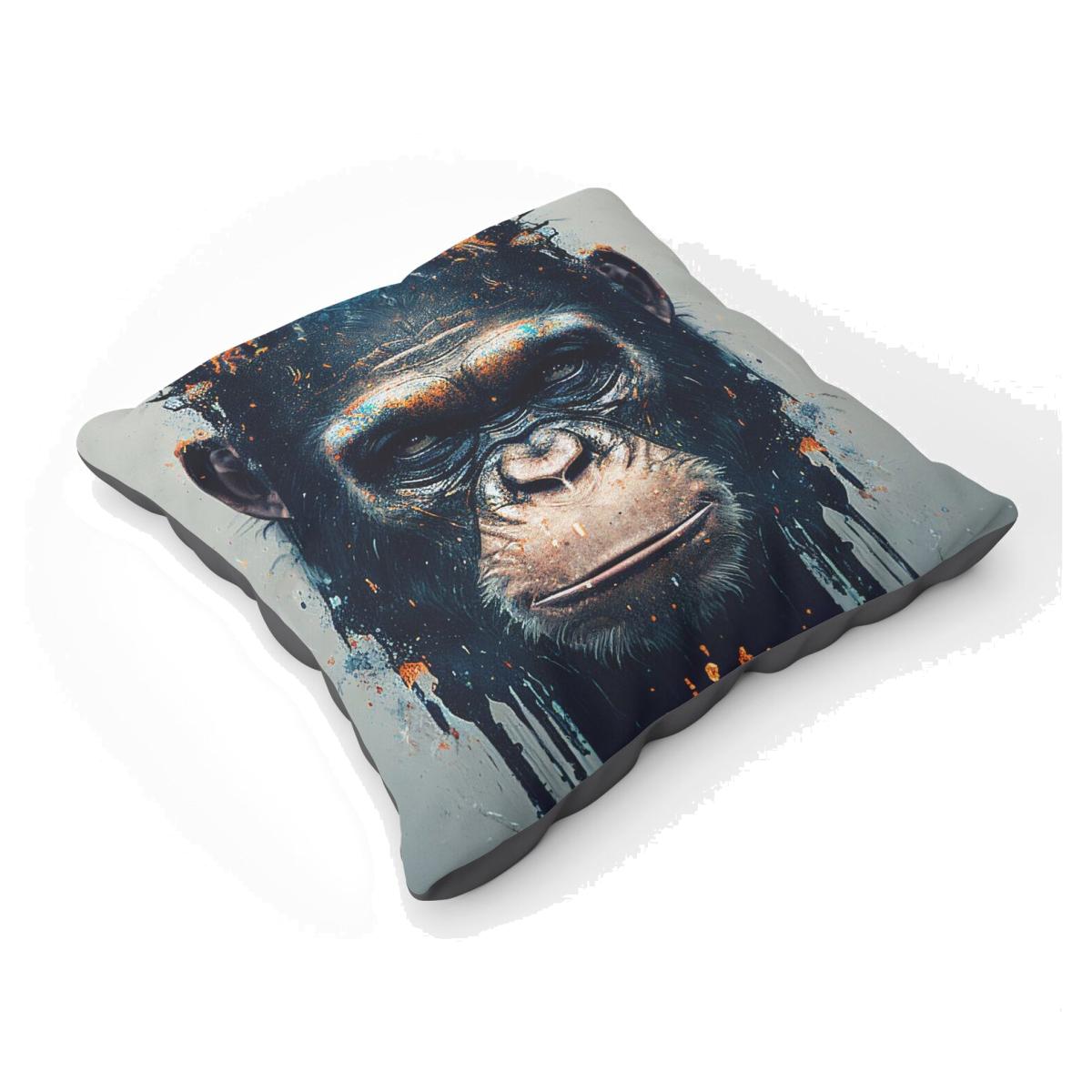 Gorilla Face Splashart Floor Cushion - Brown