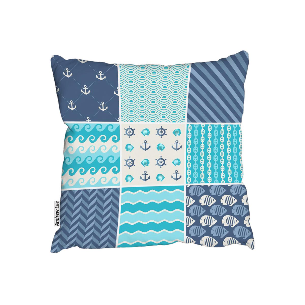 Nautical Tiles Outdoor Cushion - Blue / 45cm – image 2