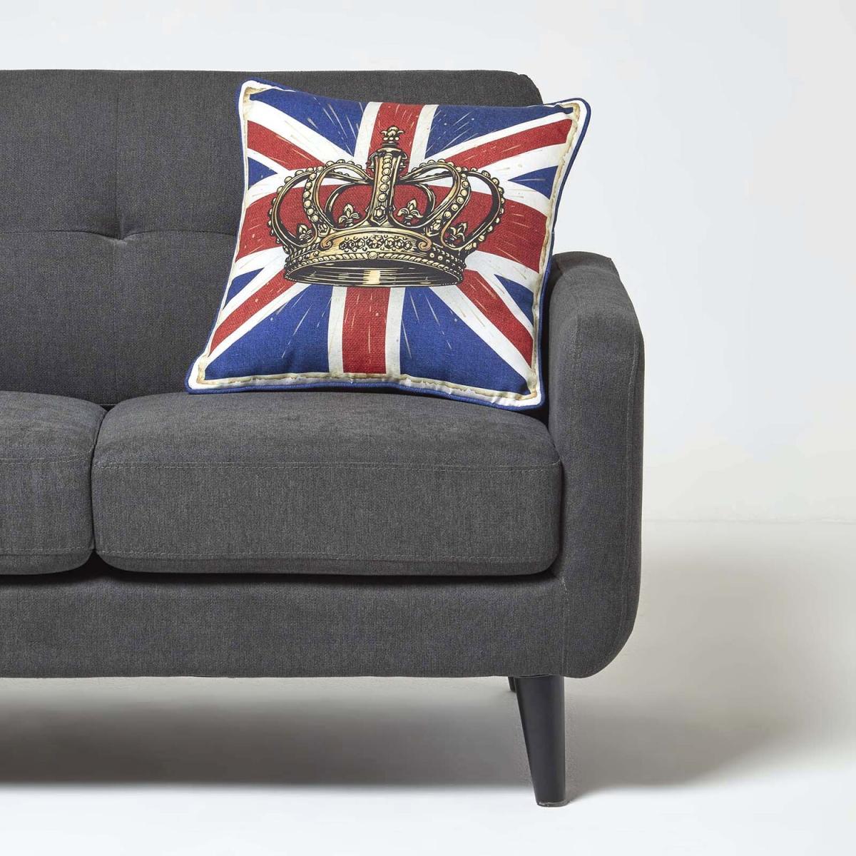 Union Jack and Crown Cushion British Flag Tapestry - Red – image 4