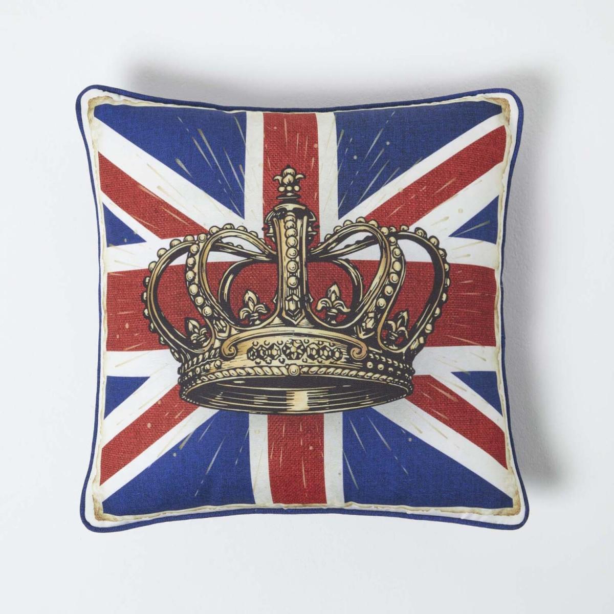 Union Jack and Crown Cushion British Flag Tapestry - Red – image 1