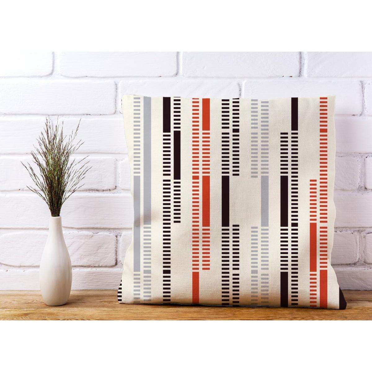 Dashed Stroke Pattern Cushion - Red / 45cm – image 2