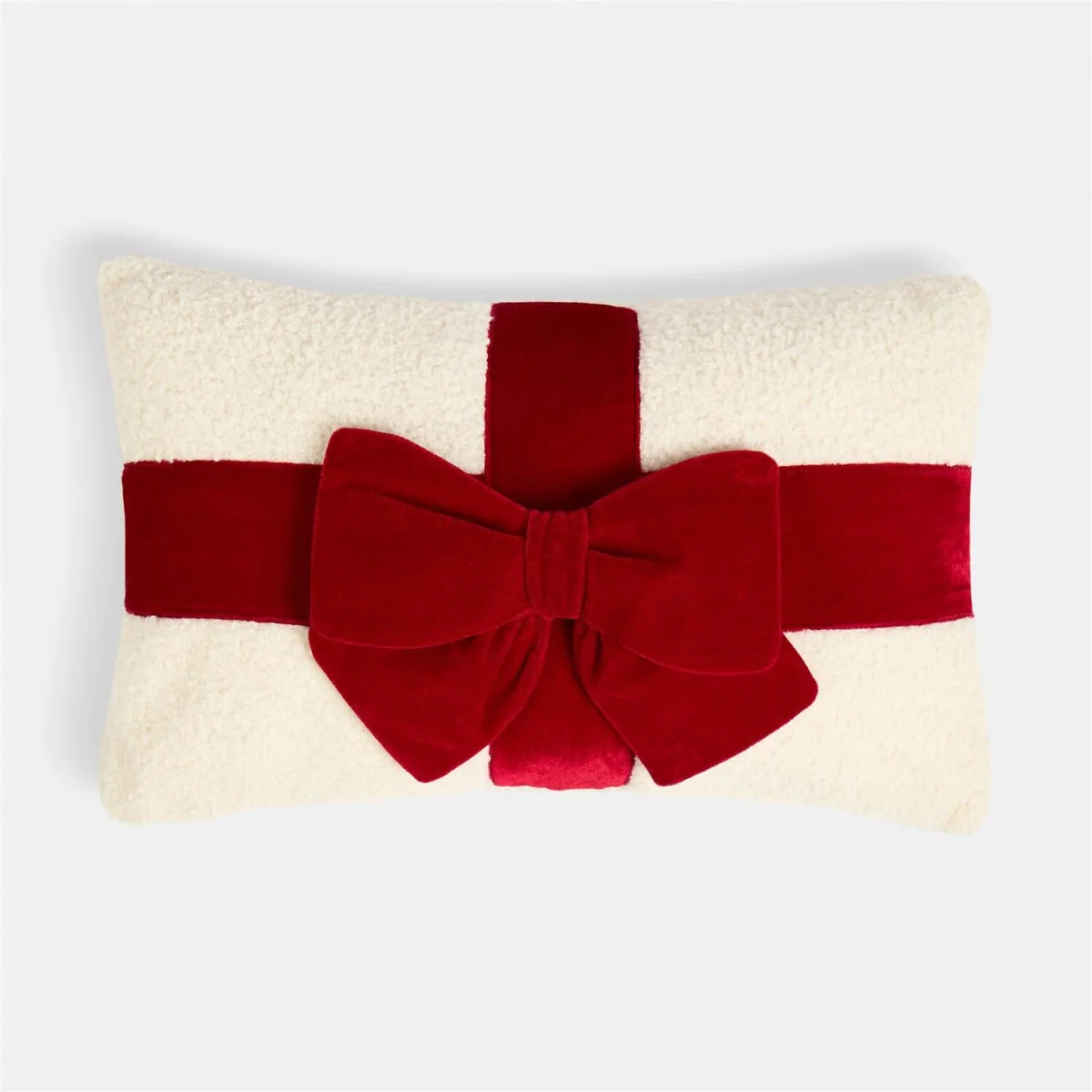 OHS Bow Wrapped Cushion - Red/Cream – image 3