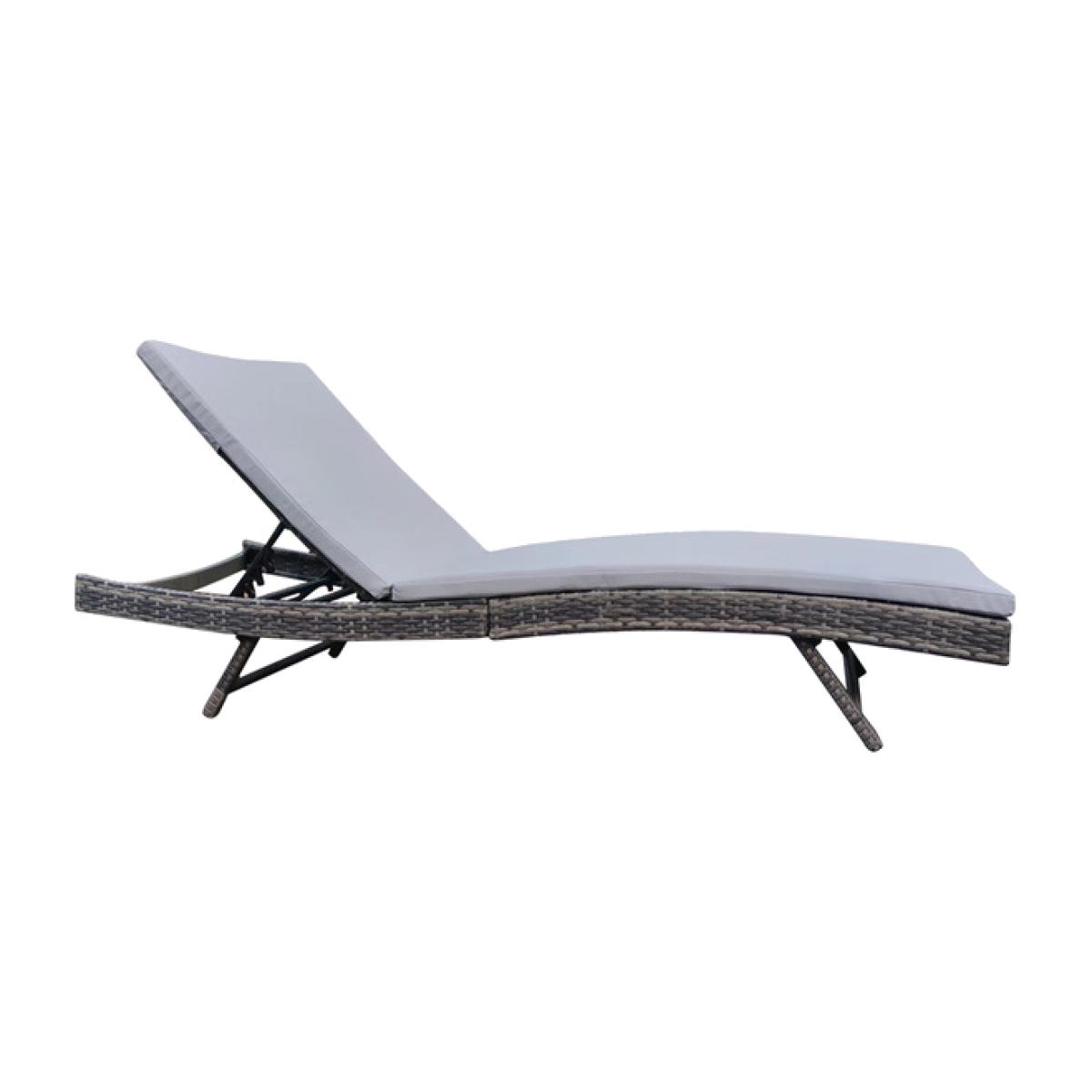 Patio Chaise Lounge Chair with Adjustable Backrest and Removable Cushion - Grey