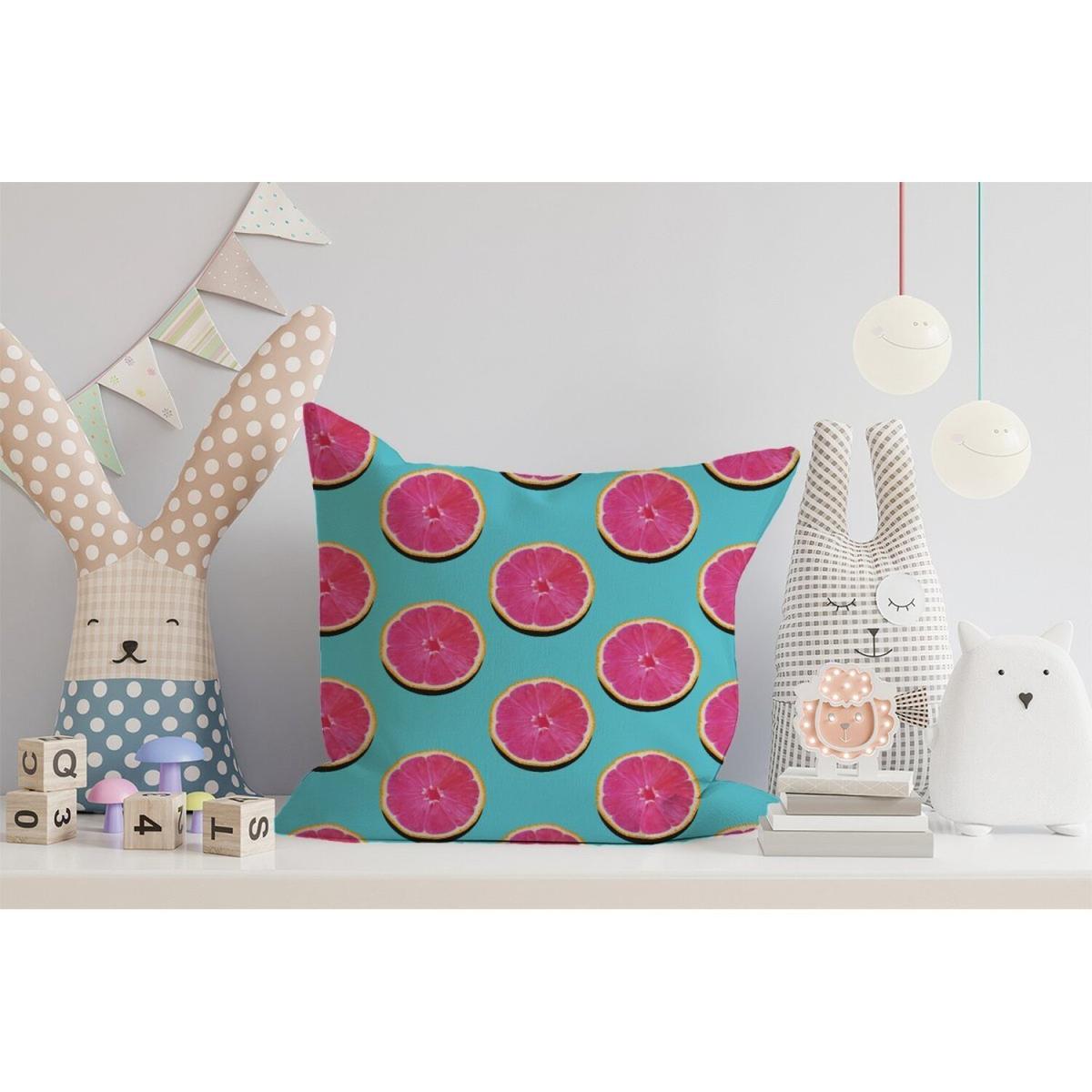 Fruity Pattern Of Pink Grapefruit Cushion - Pink / 45cm – image 4