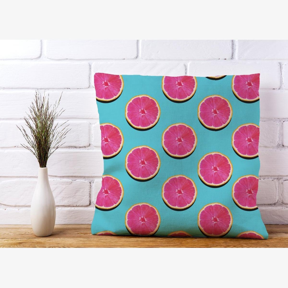 Fruity Pattern Of Pink Grapefruit Cushion - Pink / 45cm – image 1