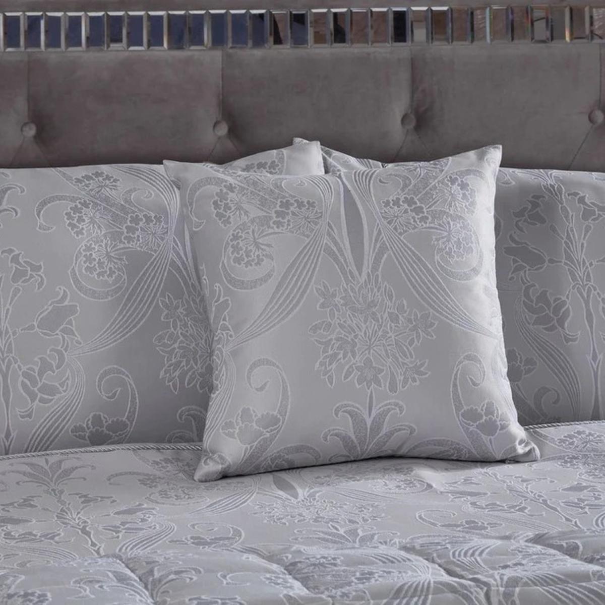 Nouveau Damask Jacquard Filled Cushion - Silver