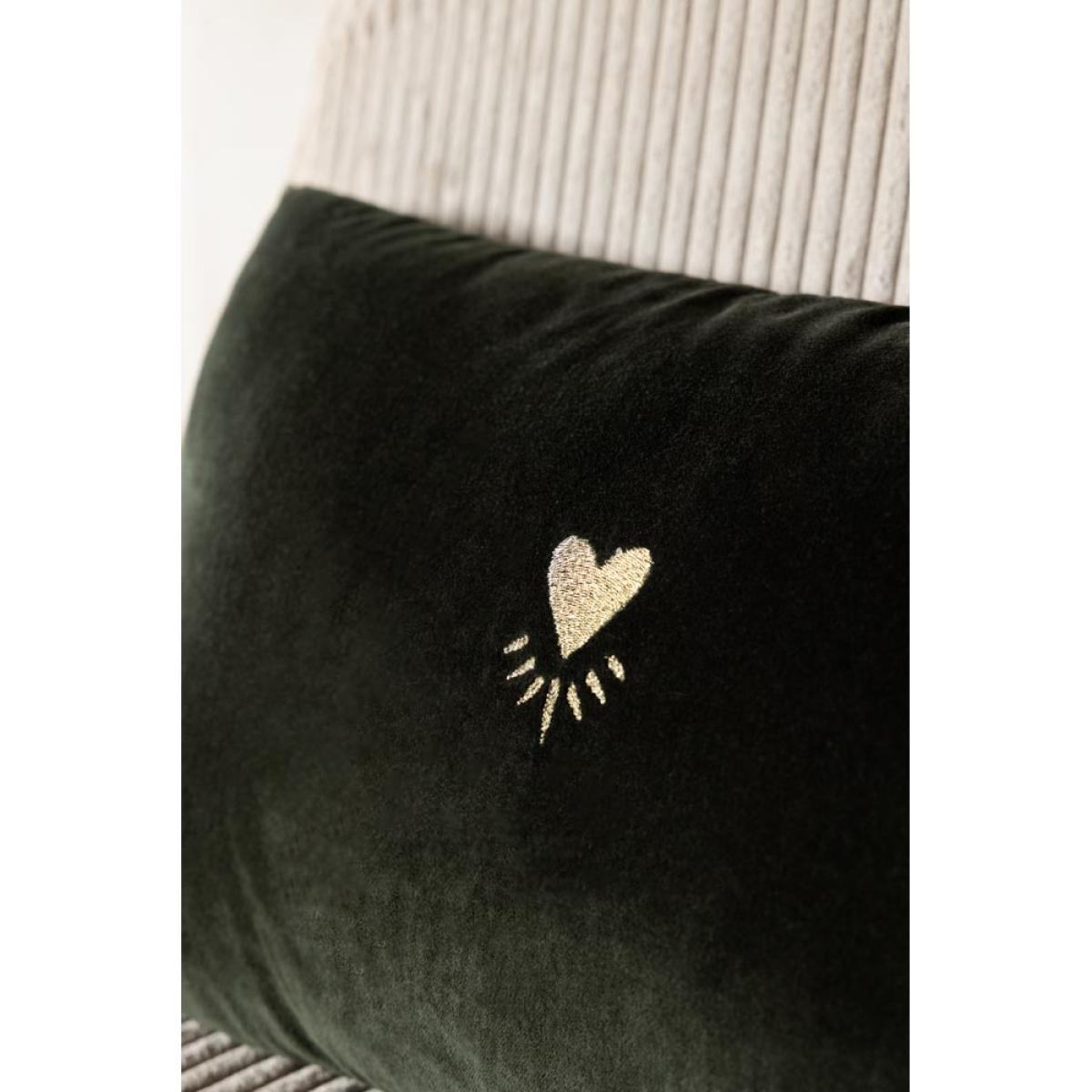 Heart Velvet Cushion In Forest Green – image 3