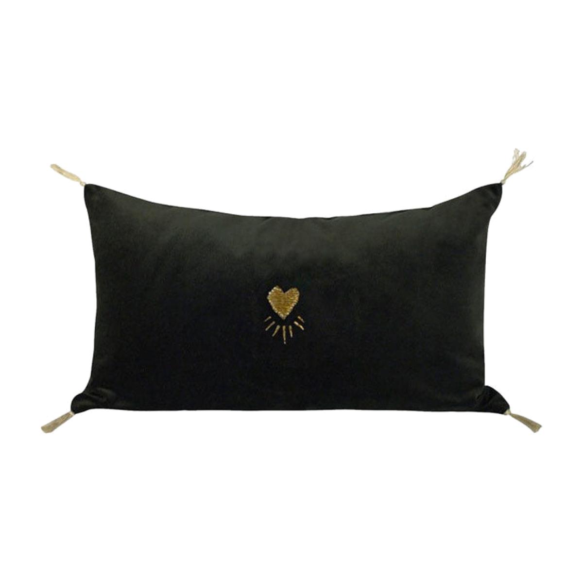 Heart Velvet Cushion In Forest Green – image 1