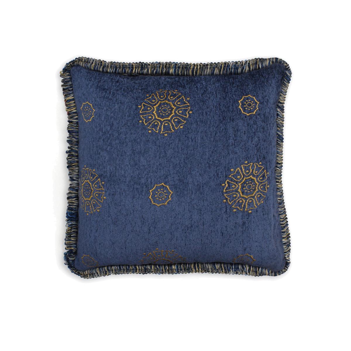 Luxury Chenille Large Boho Ethnic Cushion - Blue