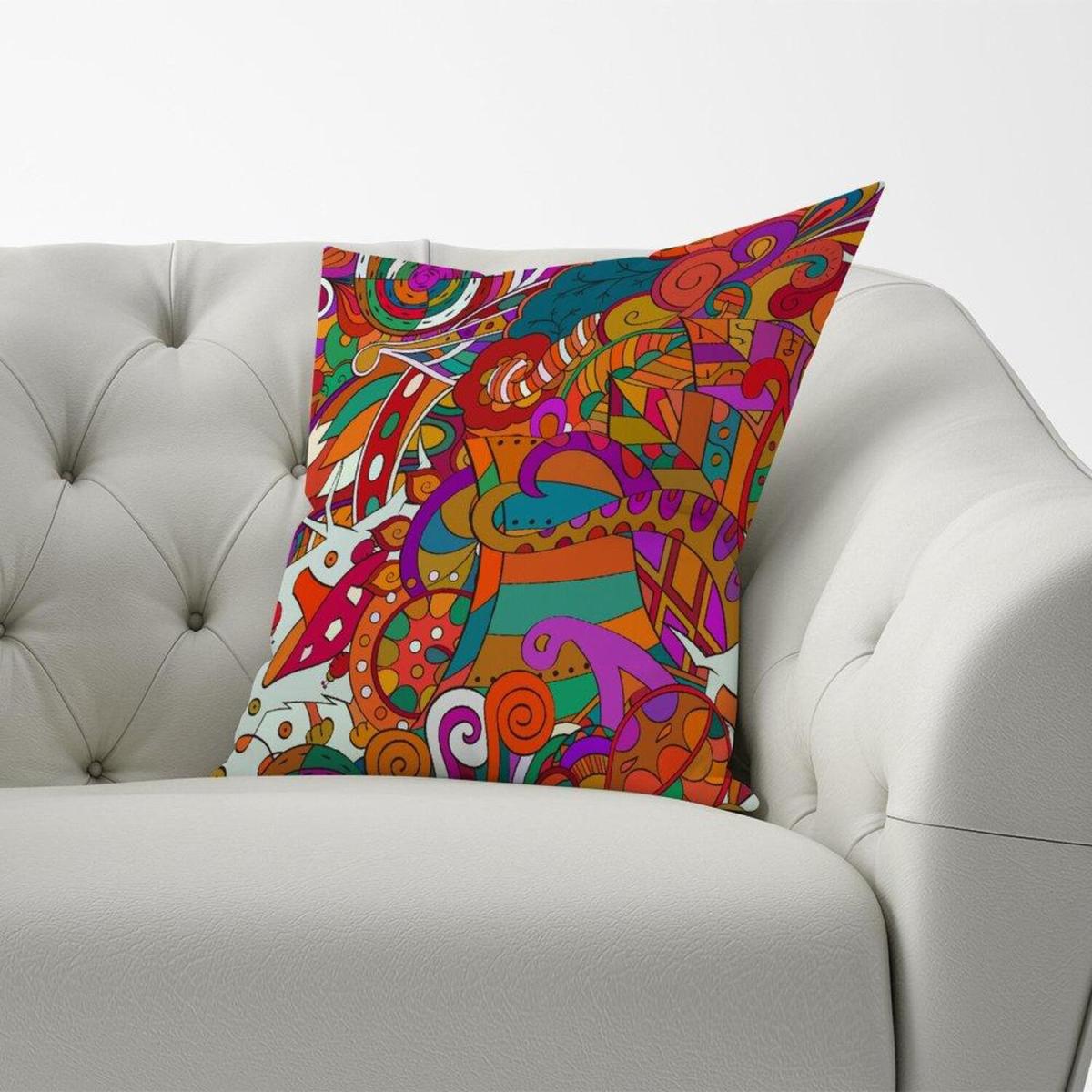 Mehndi Design Cushion - Red / 45cm – image 3
