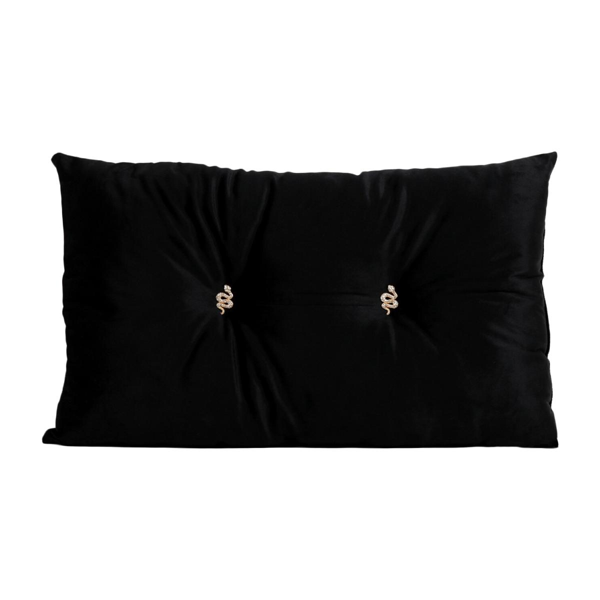 Snake Embellished Cushion - Black