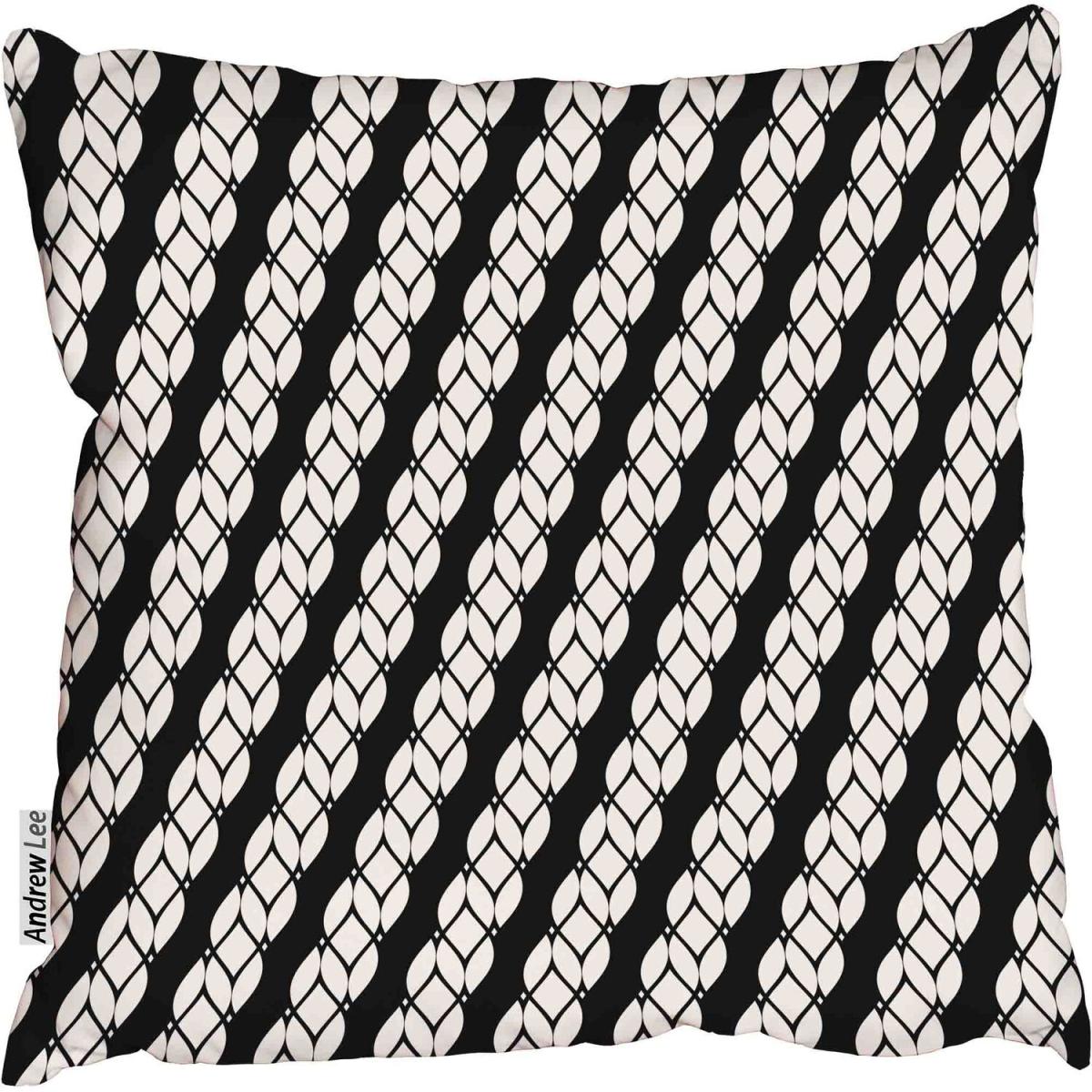 Diagonal ropes and chains with stripes Outdoor Cushion - Black / 60cm – image 2
