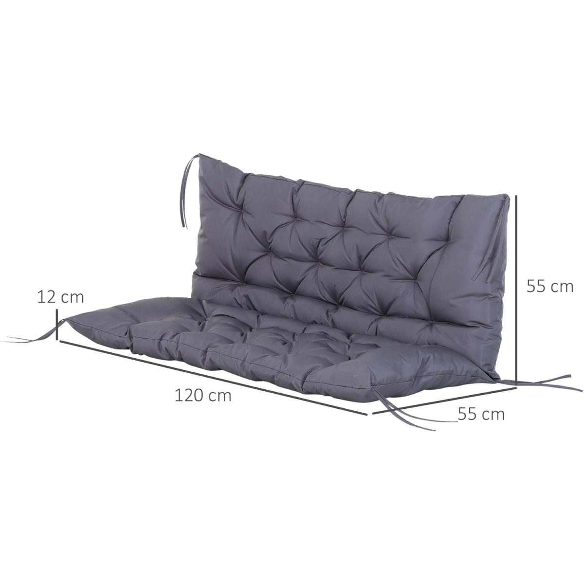 Garden Bench Cushion 2 Seater Swing Chair - Dark Grey – image 2