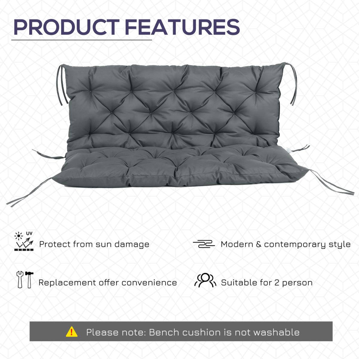 Garden Bench Cushion 2 Seater Swing Chair - Dark Grey – image 12