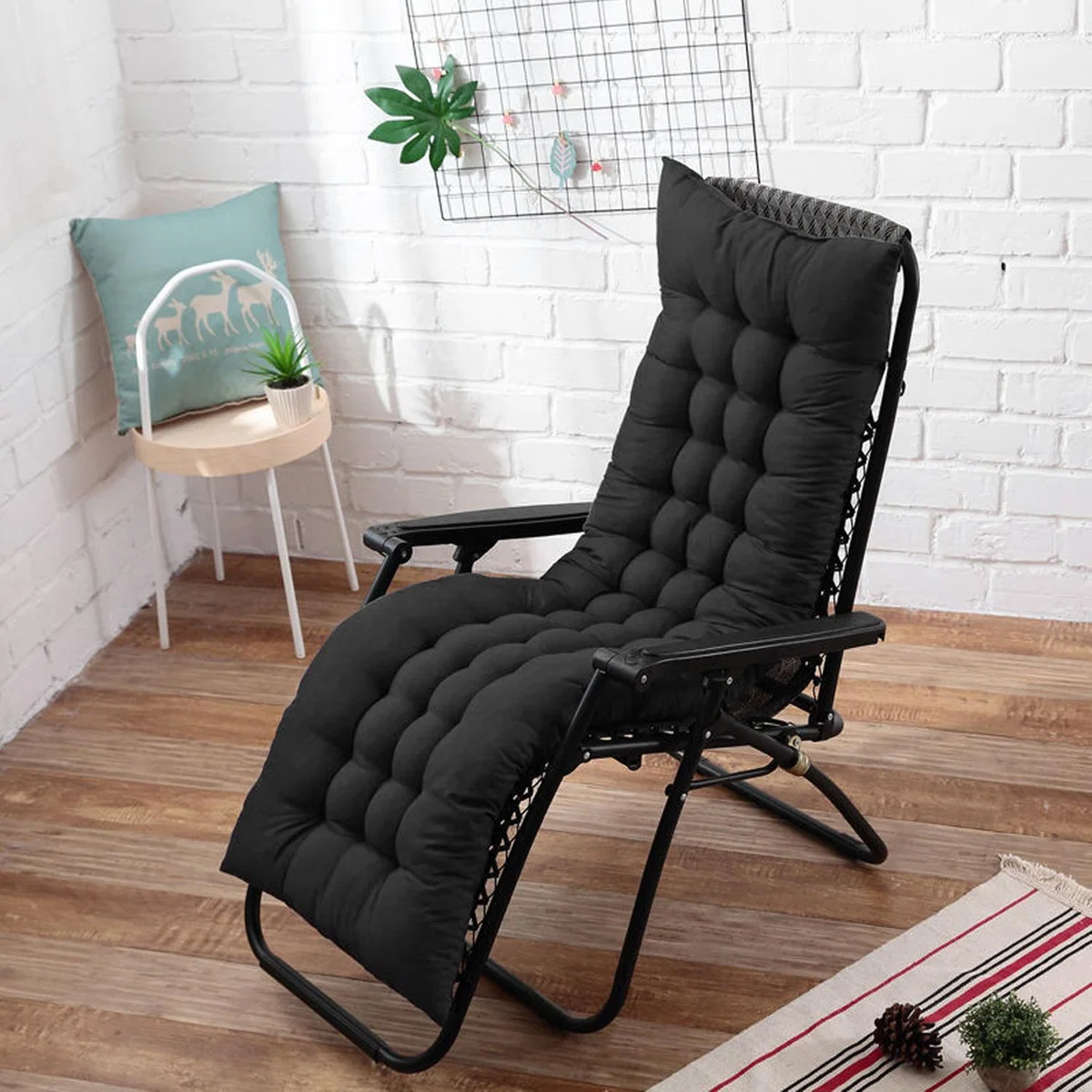 Cozy Pearl Cotton Plain Recliner Cushion - Black