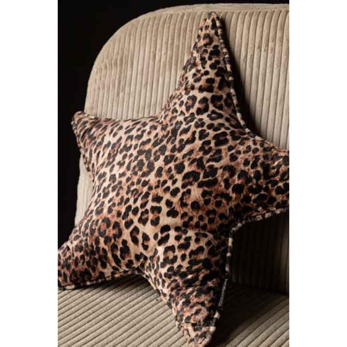 Velvet Star Cushion In Leopard Print – image 2