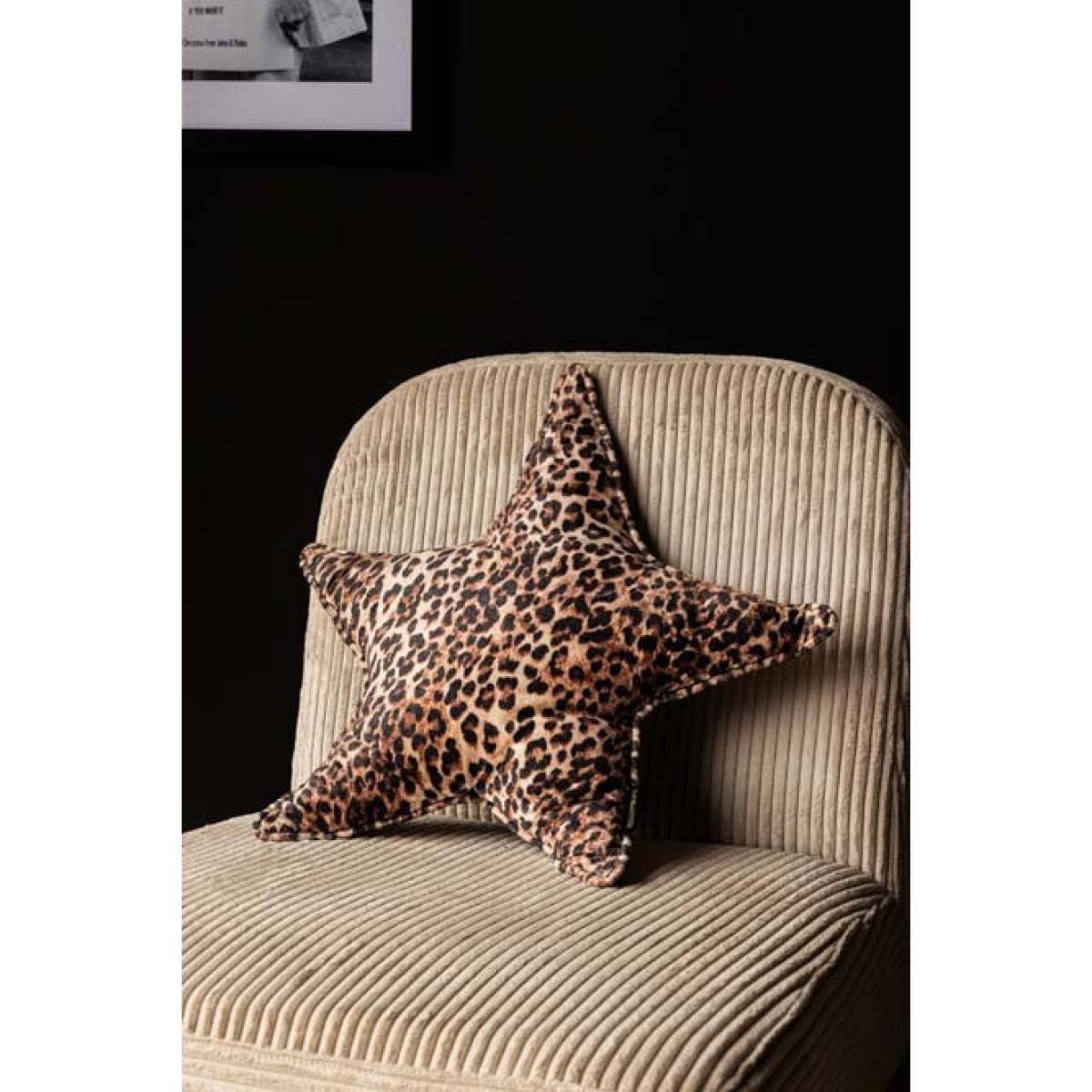 Velvet Star Cushion In Leopard Print – image 3