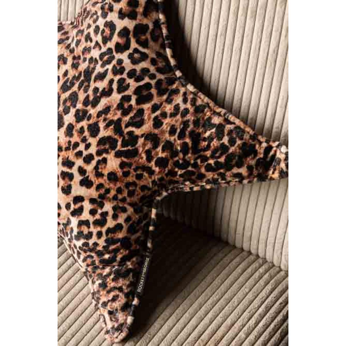 Velvet Star Cushion In Leopard Print – image 4