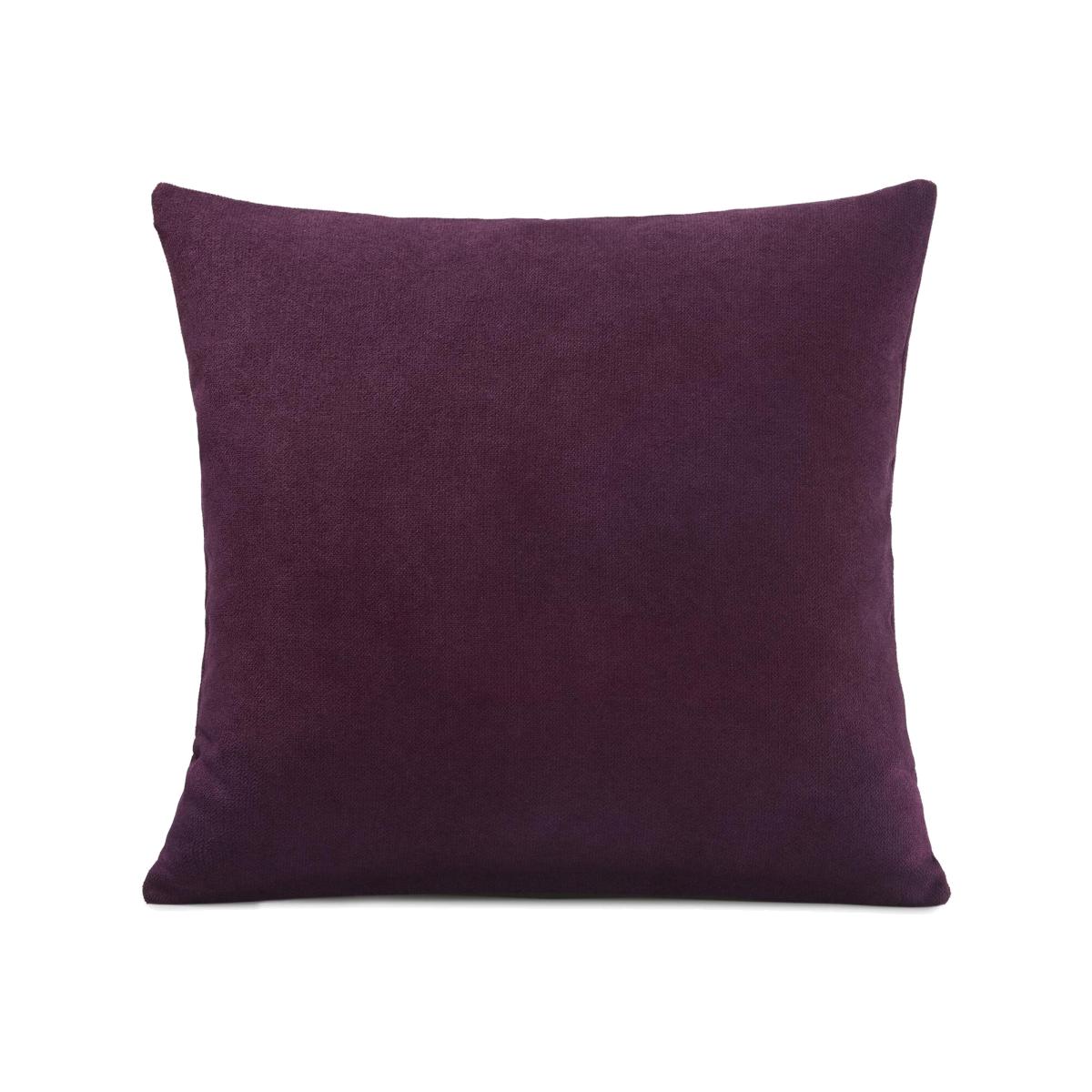 Plain Velvet Chenille Cushion - Aubergine