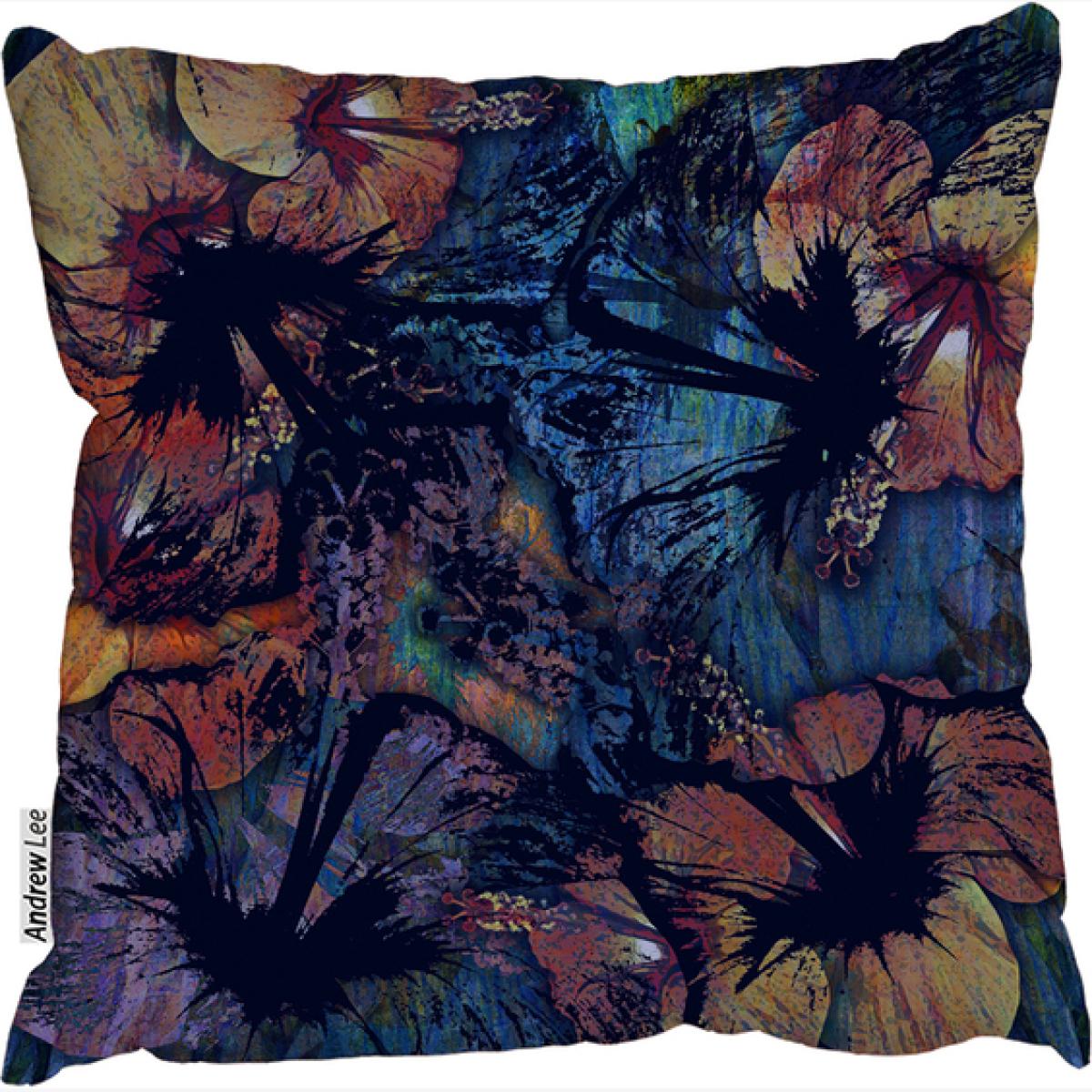 Decoration Dark Floral Motif Cushion - Blue / 45cm – image 1