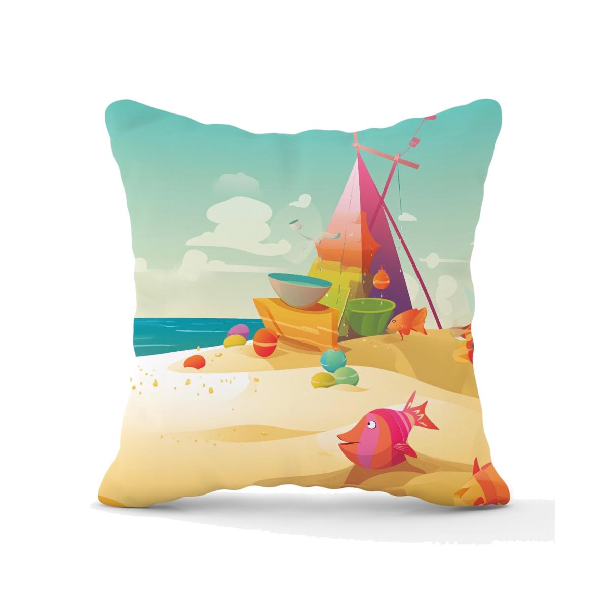 Fish On A Beach Holiday Outdoor Cushion - Yellow / 45cm