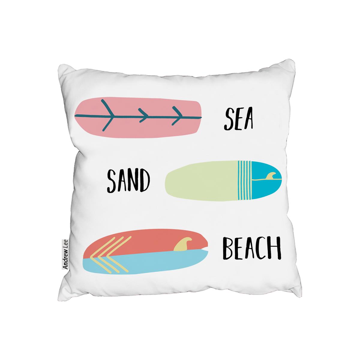 Sea, Sand, Surf, Beach Outdoor Cushion - White / 45cm – image 1