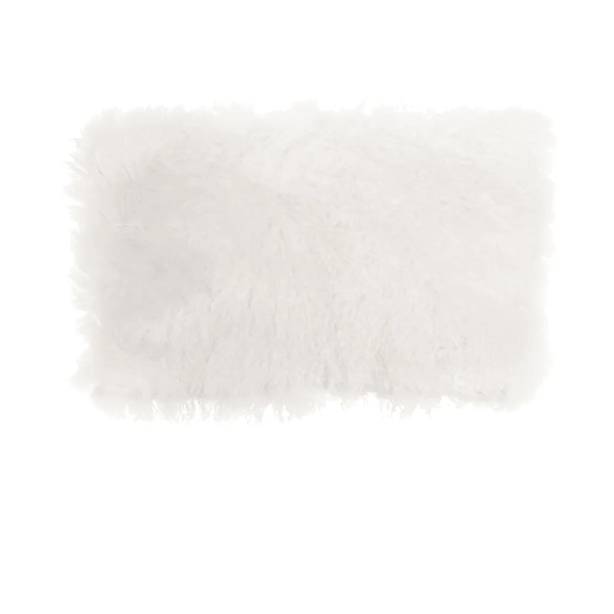 Bosie Real Mongolian Fur White Rectangular Cushion - White – image 1