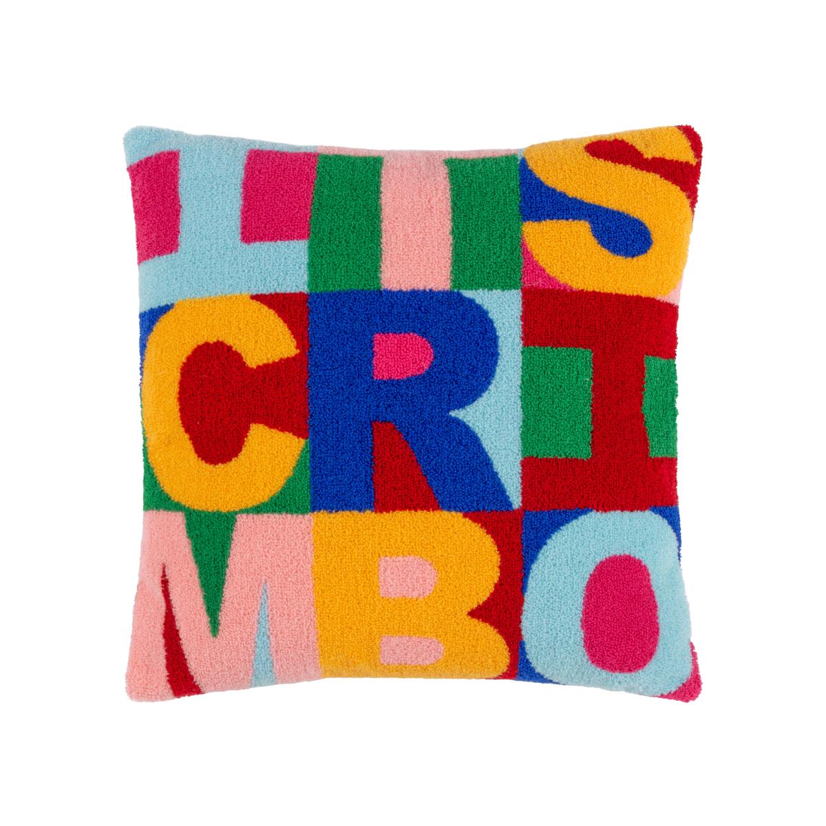 Festive-Val Crimbo Knitted Cushion - Multicolour / Feather