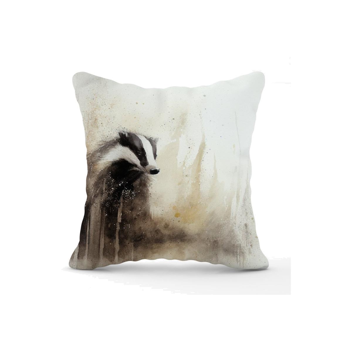 Badger Watercolour Cushion - Yellow – image 1