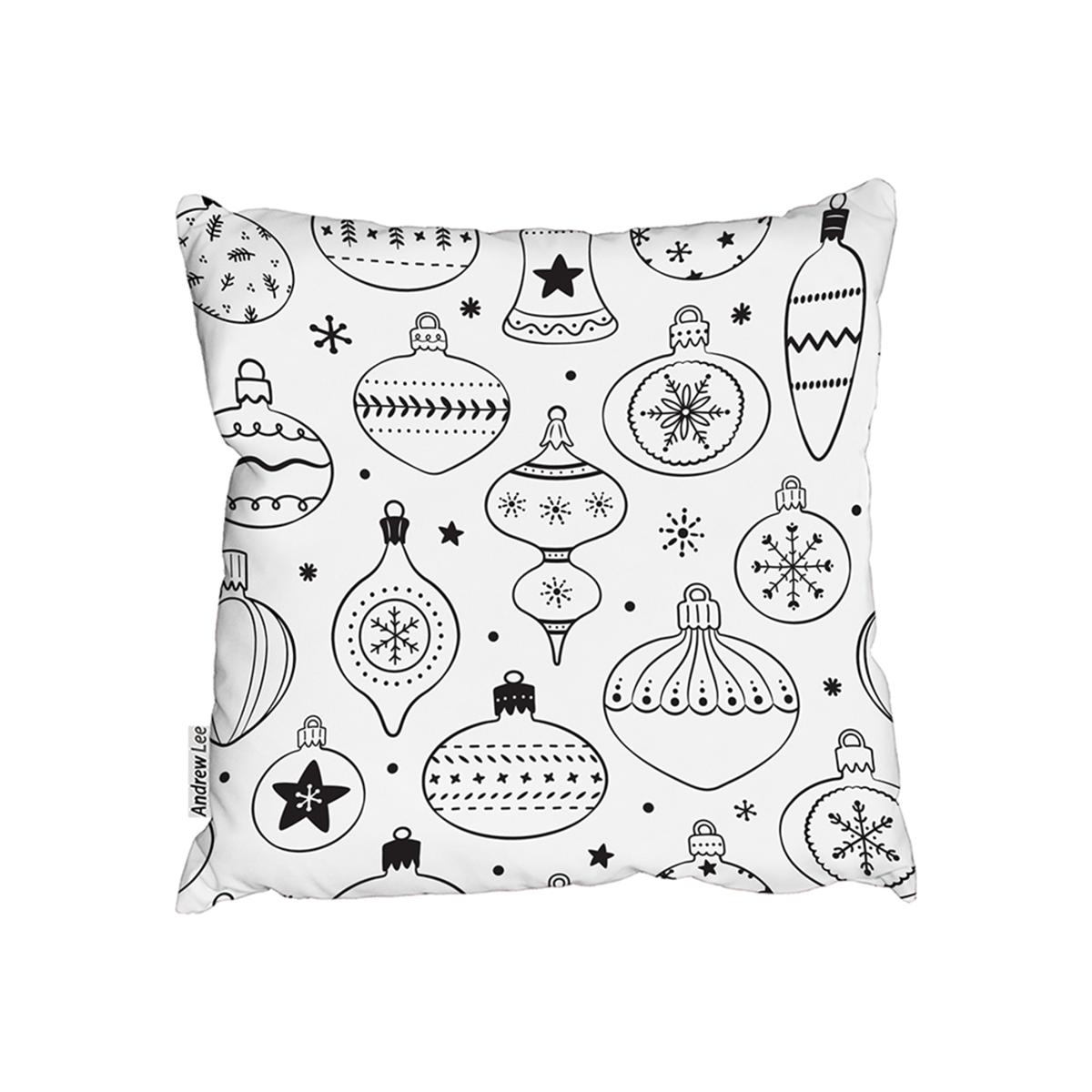 Hand Drawn Christmas Decorations Outdoor Comfy Cushion - White / 60cm