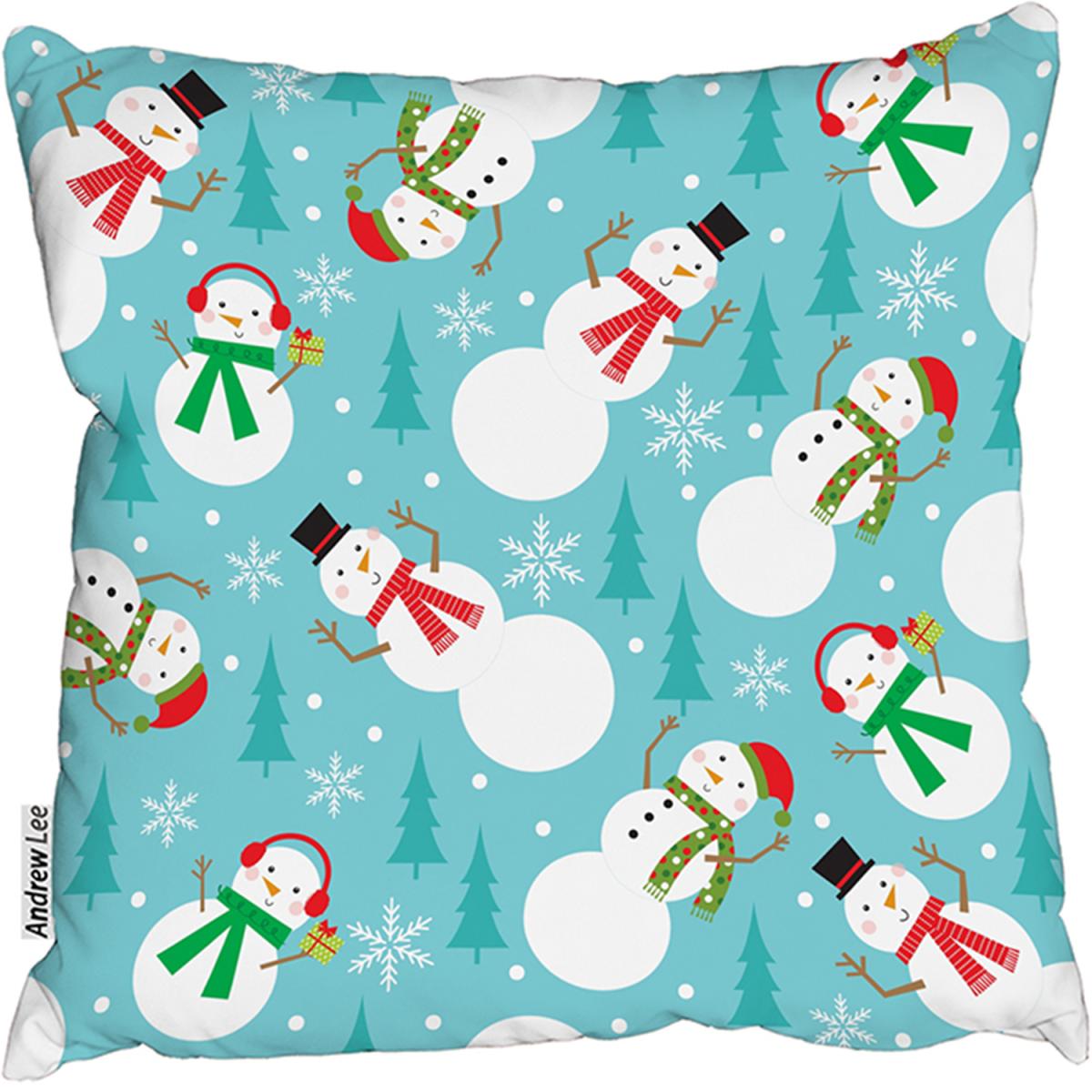 Snowman Seamless Pattern Design Outdoor Comfy Cushion - Blue / 60cm – image 2