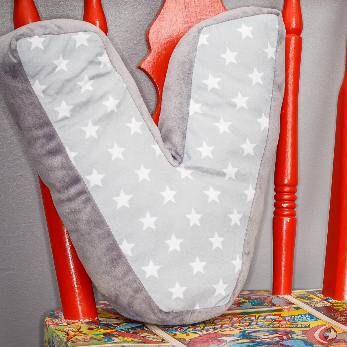 Letter Cushion V - Grey/White – image 2