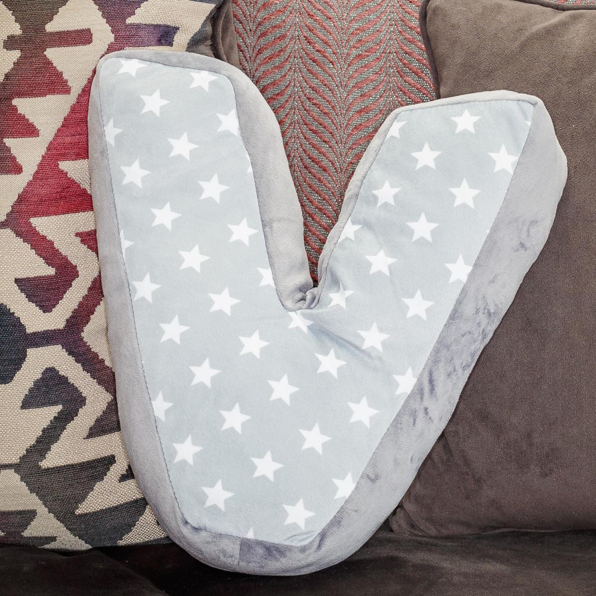 Letter Cushion V - Grey/White – image 3