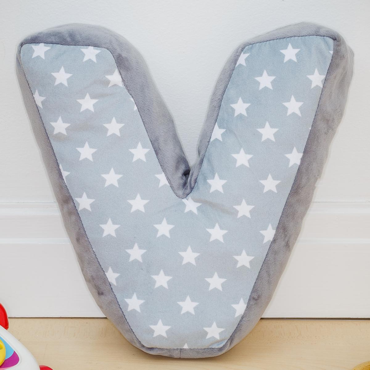 Letter Cushion V - Grey/White – image 1