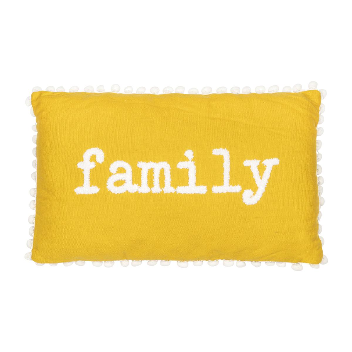 Family Pom Pom Trim Cushion
