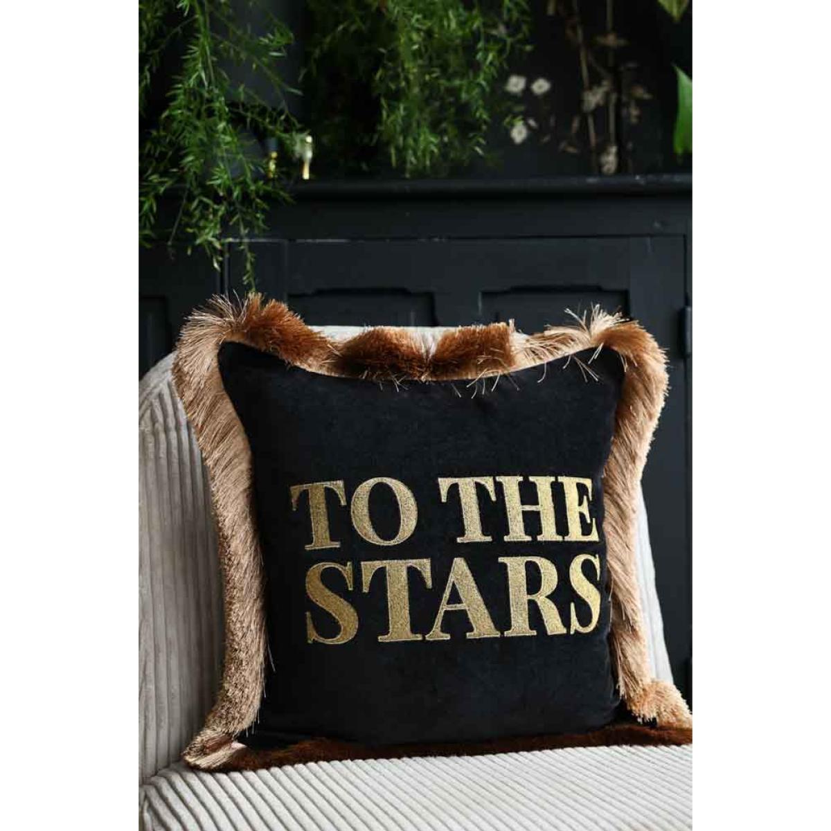 To The Stars Velvet Fringe Feather Filled Cushion – image 2