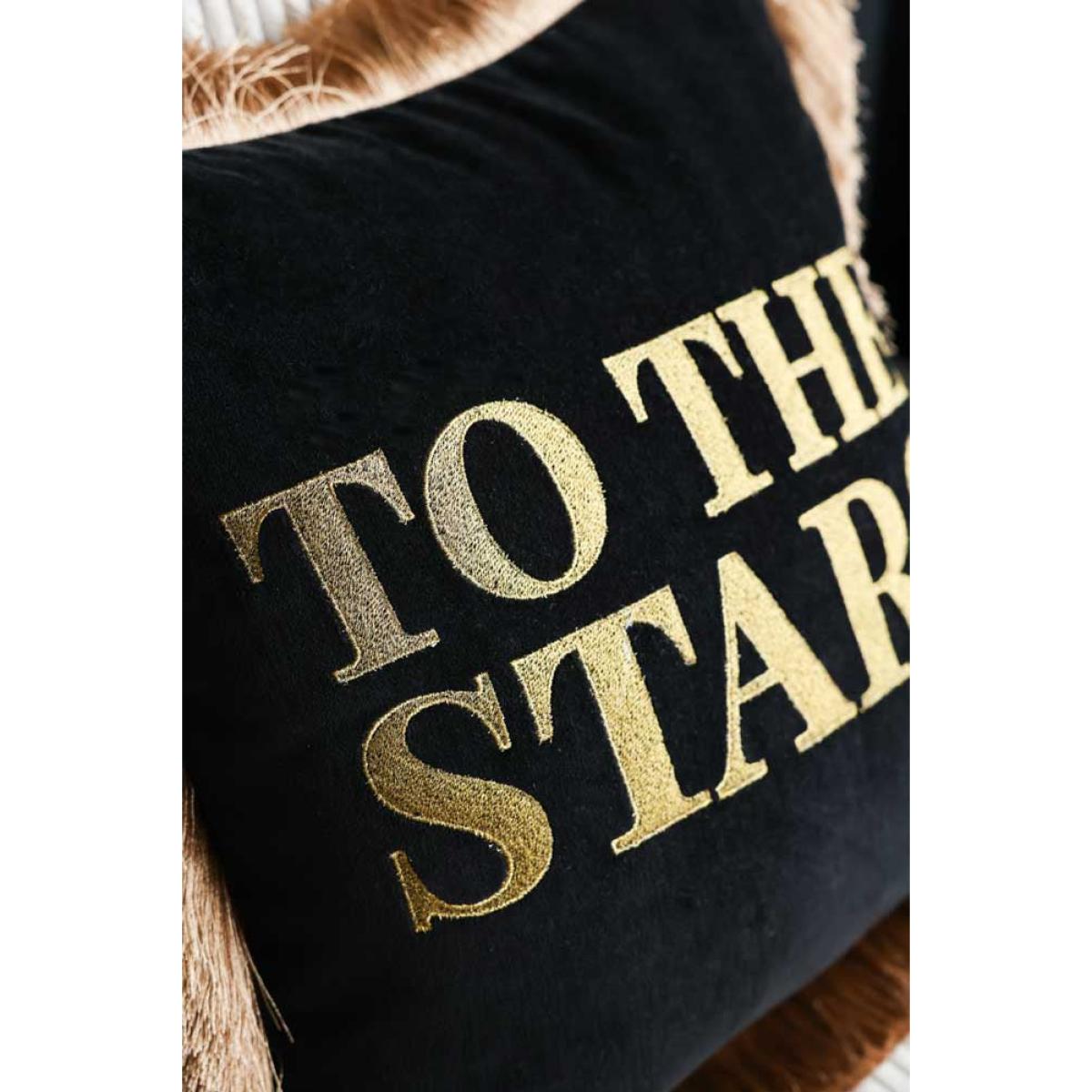 To The Stars Velvet Fringe Feather Filled Cushion – image 4