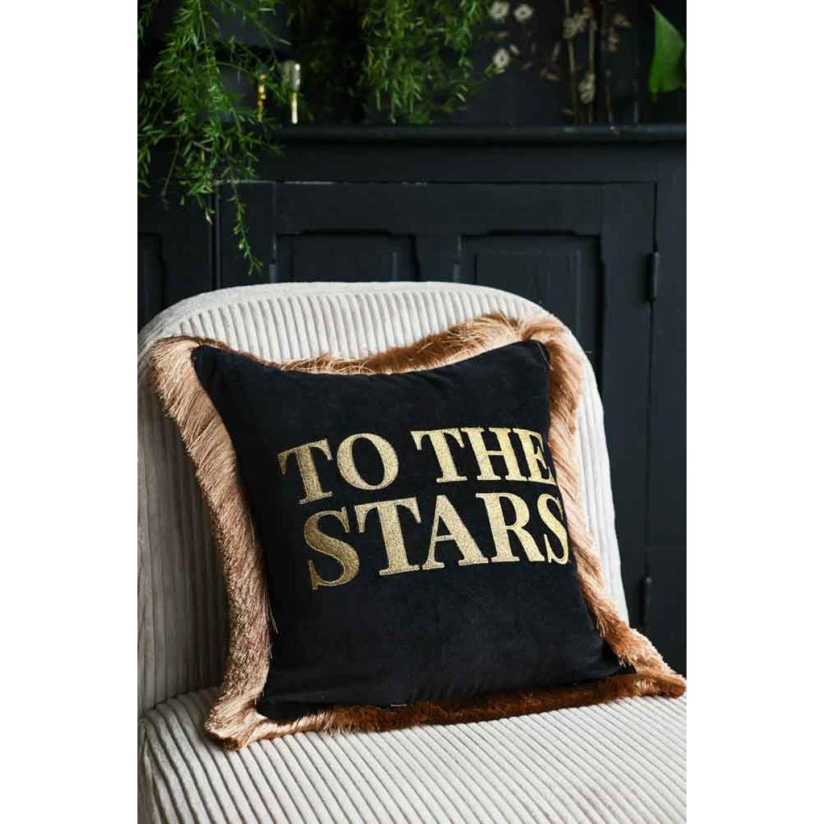To The Stars Velvet Fringe Feather Filled Cushion – image 5